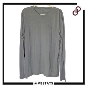 Icebreaker Men's 100% Merino Wool Crew Neck Long Sleeve T-Shirt Gray Size XL